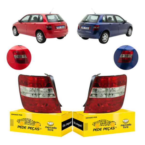 Par Lanterna Fiat Stilo 2002 2003 2004 2005 2006 2007 Ambos Lados Vermelho Cristal