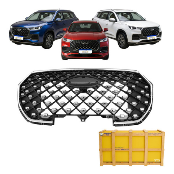 Grade Central Chery Tiggo 8 2023 2024 2025 2026 Preto Cromado