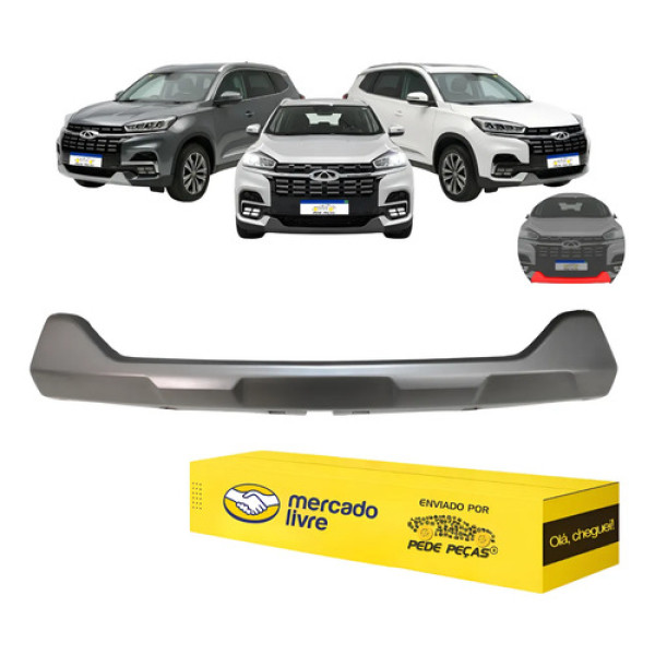 Aplique Saia Parachoque Tiggo 8 2021 2022 2023 2024 2025 Cinza