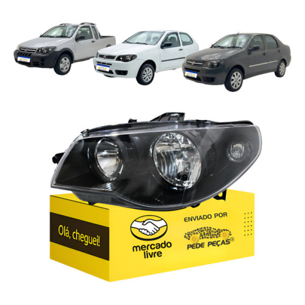 Farol Siena Palio Strada 2005 A 13 14 15 16 2017 M/negra L.e Esquerdo/motorista