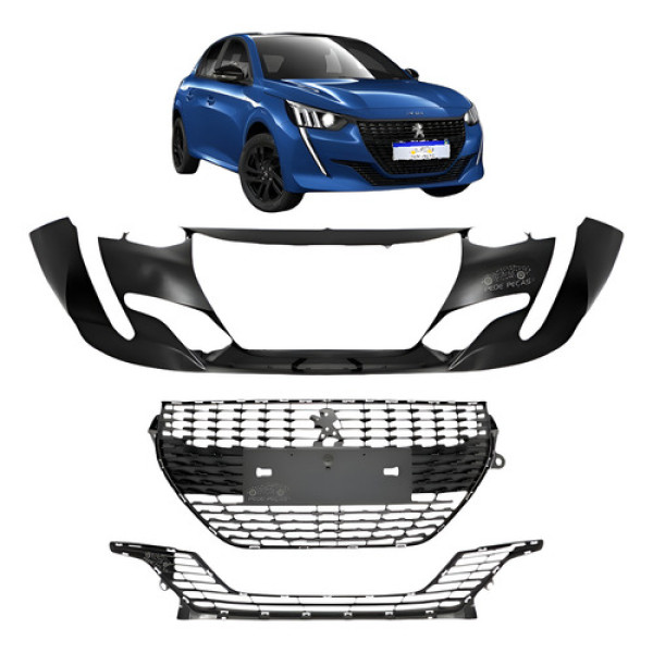 Kit Parachoque Peugeot 208 2020 2021 A 2024 Com Grade Novo Preto