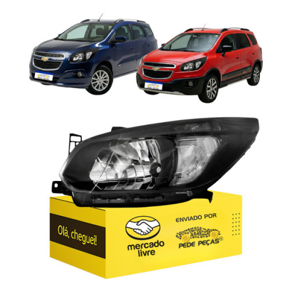 Farol Spin 2013 2014 2015 2016 2017 2018 Masc Negra Esquerdo Esquerdo/motorista