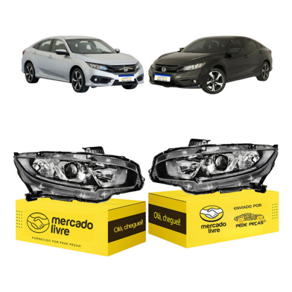 Par Farol Honda Civic G10 2017 2018 2019 2020 2021 Com Led Ambos Lados