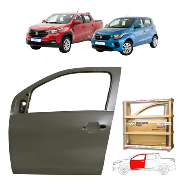 Porta Dianteira Fiat Strada 2021 22 23 24 25 2026 Nova L.e Dianteira Esquerdo Motorista Cinza