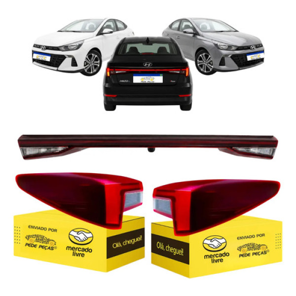 Kit Lanterna Traseira Hb20s 2023 2024 2025 2026 C/led Ambos Lados