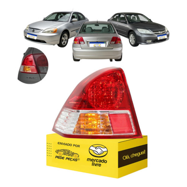 Lanterna Traseira Honda Civic 2003 2004 2005 2006 Nova Le Esquerdo Vermelho
