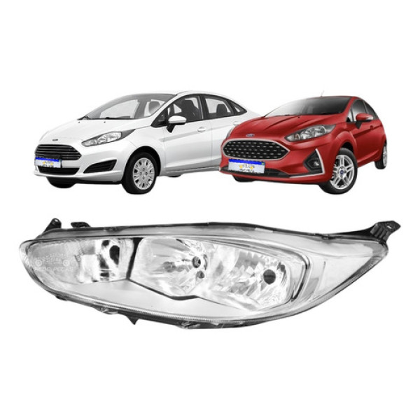 Farol Ford New Fiesta 2013 2014 2015 2016 A 2019 Cromado L.e