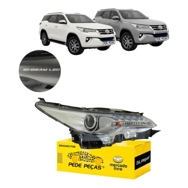 Farol Toyota Sw4 Srx Diamond 2016 17 18 19 2020 C/led Ld Direito/passageiro
