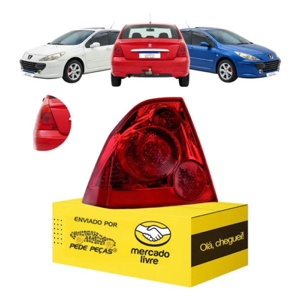 Lanterna Peugeot 307 Sedan 2007 2008 2009 2010 11 12 Novo Le Esquerdo/motorista Vermelho