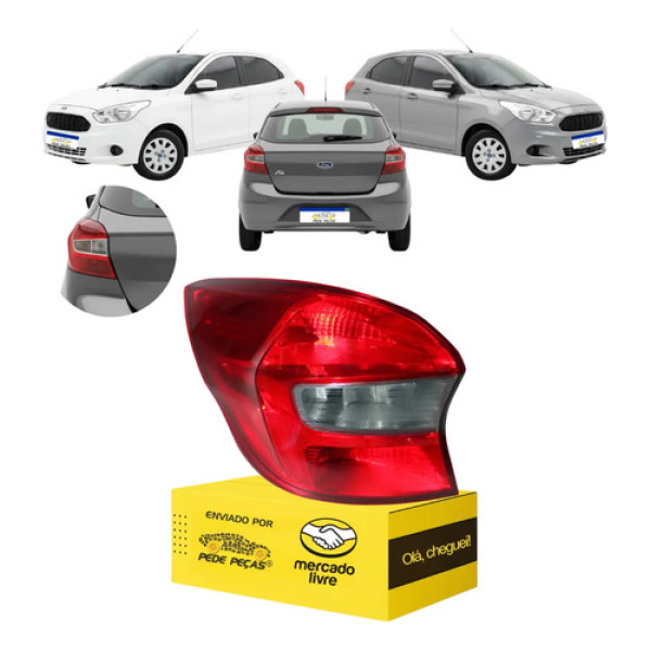 Sinaleira Traseira Ford Ka Hatch 2015 16 17 A 2021 Fumê Le Esquerdo/motorista Bicolor/fumê