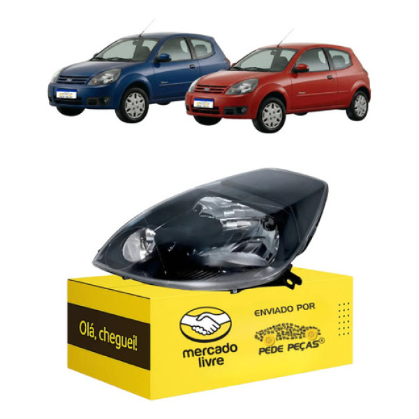 Farol Esquerdo Ford Ka 2009 2010 2011 12 2013 Máscara Negra Esquerdo/motorista