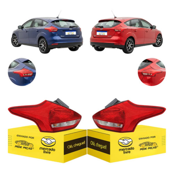 Par Sinaleira Traseira Focus Hatch 2016 2017 2018 2019 S/led Ambos Lados
