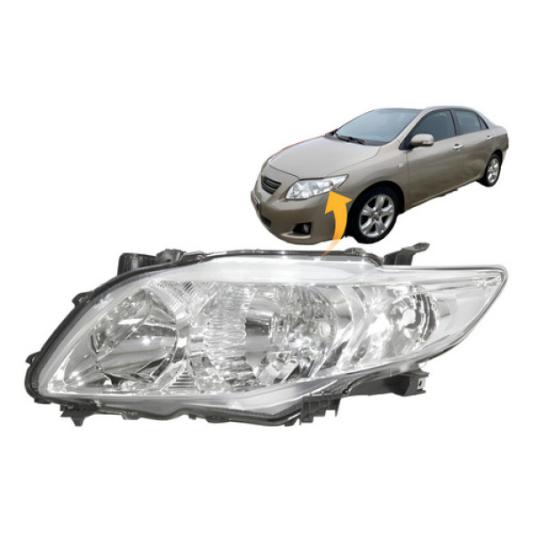 Farol Toyota Corolla 2008 2009 2010 2011 Lado Esquerdo Cromo Esquerdo