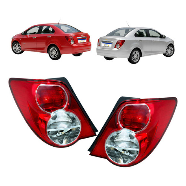 Par Lanterna Gm Sonic Sedan 2014 2013 2014 Nova C/ Chicote - Ambos Lados - Vermelho