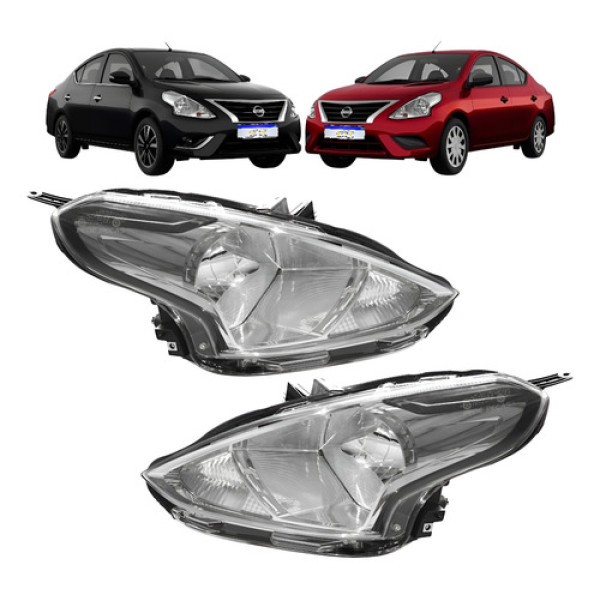 Par Farol Nissan Versa 2015 2016 A 2021 Manual Cromado Novo Ambos Lados