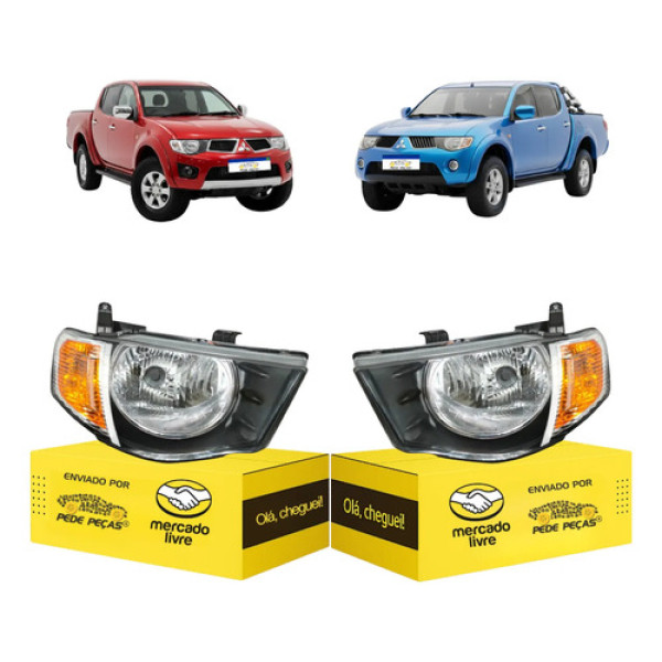 Par Farol L200 Triton 2008 09 10 11 12 13 A 2017 Pisca Ambar Ambos Lados