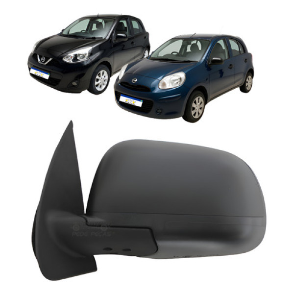 Retrovisor Le Nissan March 2012 A 2020 Preto Texturizado Esquerdo