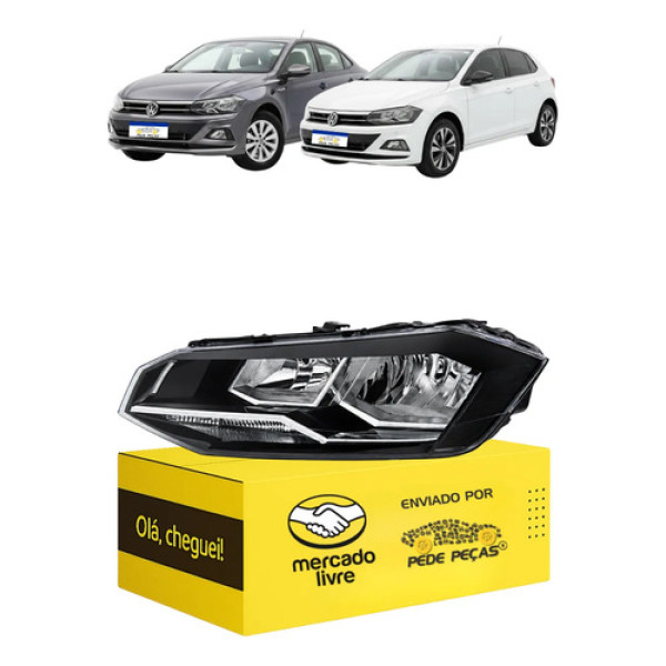 Farol Vw Polo Virtus 2017 2018 19 20 21 2022 C/avaria Le Esquerdo/motorista