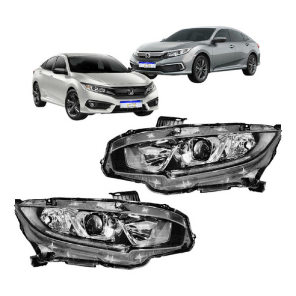 Farol Honda Civic G10 2017 2018 A 2021 Com Led Elétrico