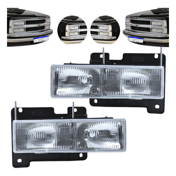 Par Farol Gm Silverado Foco Duplo 1993 94 95 96 97 98 A 2001 Ambos Lados