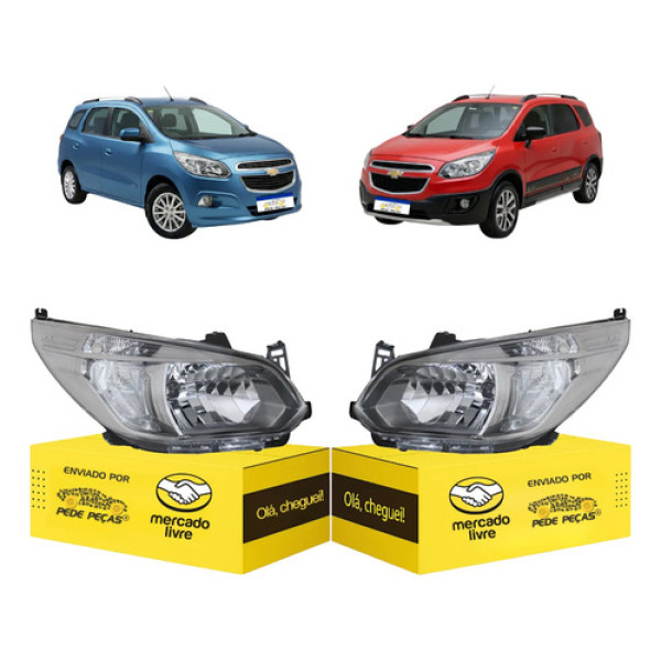 Farol Chevrolet Spin 2012 2013 14 15 16 17 2018 Cromomix Par Ambos Lados