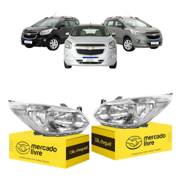 Par Farol Chevrolet Spin 2012 2013 14 15 16 17 2018 Cromado Ambos Lados