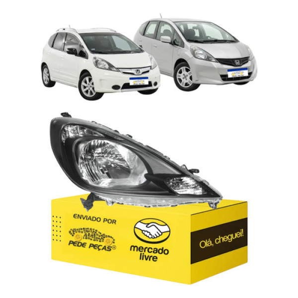 Farol Direito Honda Fit 2013 2014 Elétrico Mascara Negra Direito