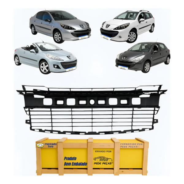 Grade Central Peugeot 207 2008 A 2011 Parachoque Novo Preto
