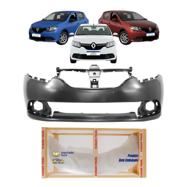 Parachoque Dianteiro Renault Sandero Logan 2014 A 2019 Novo Preto