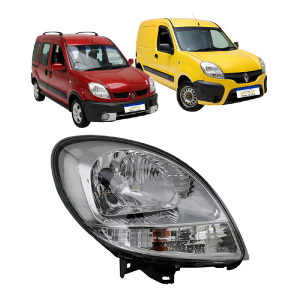 Farol Manual Cromado Renault Kangoo 2009 2010 A 2017 Novo Direito/passageiro