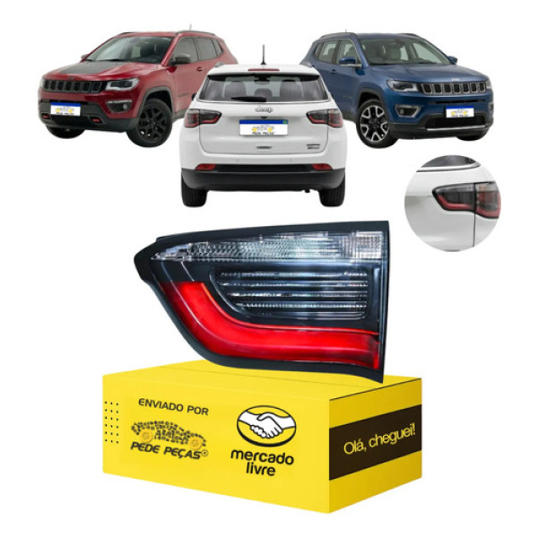 Sinaleira Tampa Jeep Compass 2017 2018 19 20 2021 C/led L.d Direito/passageiro Preto/vermelho/cristal