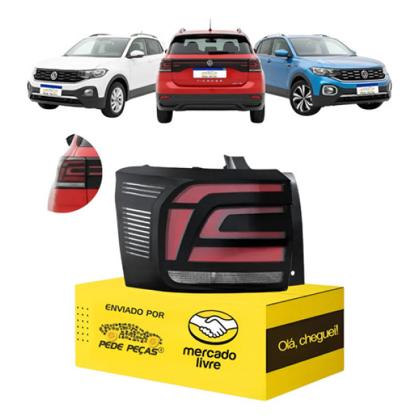Lanterna T-cross 2019 2020 2021 2022 23 2024 C/led Nova L.e Esquerdo/motorista Fumê