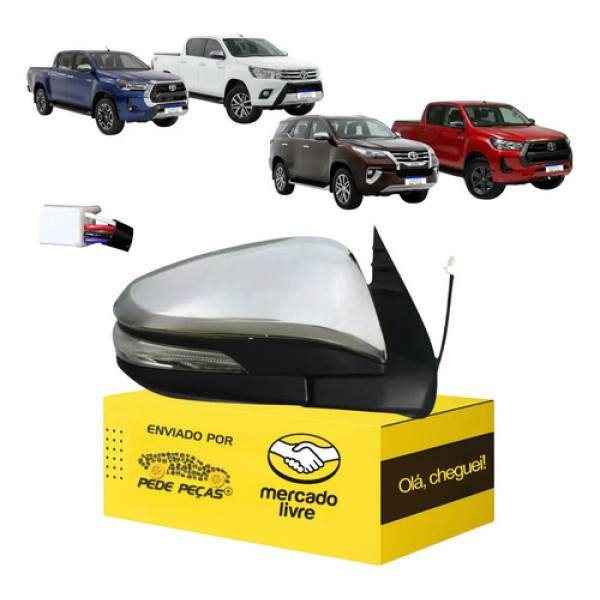 Retrovisor Toyota Hilux 2016 A 2025 Elétrico Cromado C/pisca