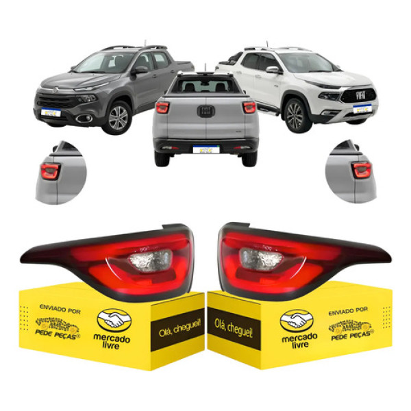 Par Sinaleira Traseira Fiat Toro 2016 A 2025 C/led Ambos Lados Vermelho