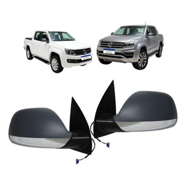 Par Retrovisor Vw Amarok 2010 A 2025 Capa Cinza/inf Cromado