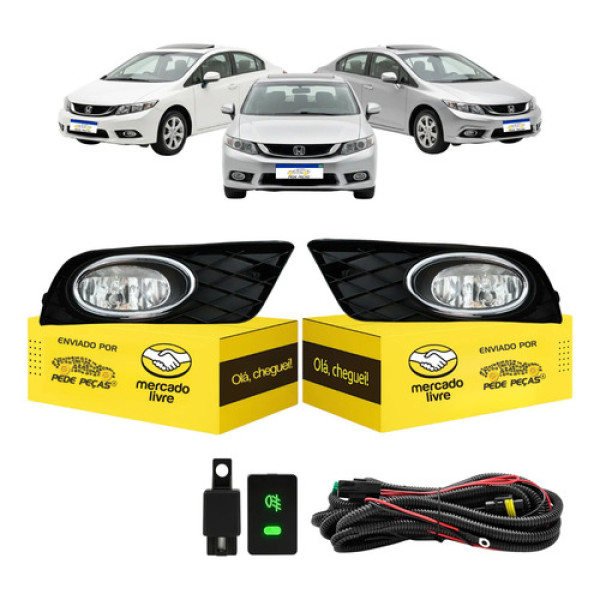 Kit Farol Milha Honda Civic 2012 A 2014 Exs Lxl Lxs Lxr Exr