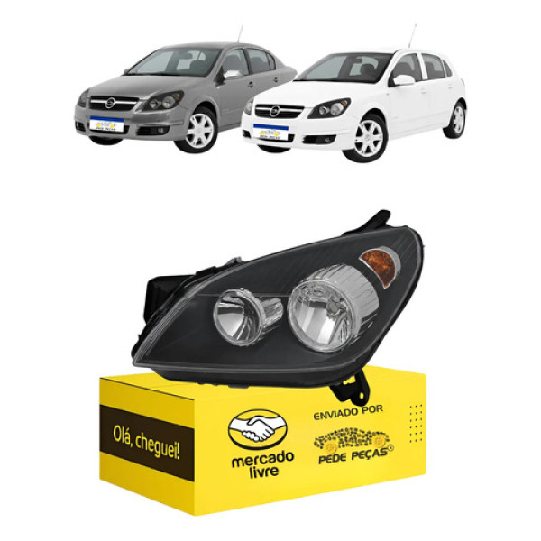 Farol Chevrolet Vectra 2006 2007 2008 Mascara Negra Novo Le Esquerdo/motorista
