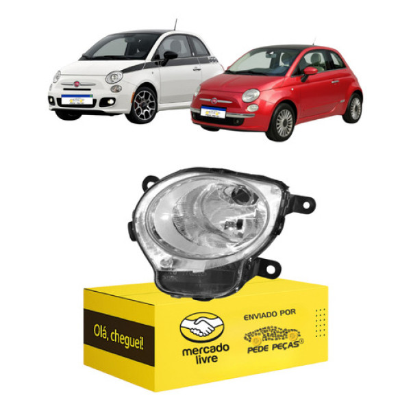 Farol Esquerdo Fiat 500 2009 10 11 12 13 14 A 2017 Inferior Esquerdo/motorista
