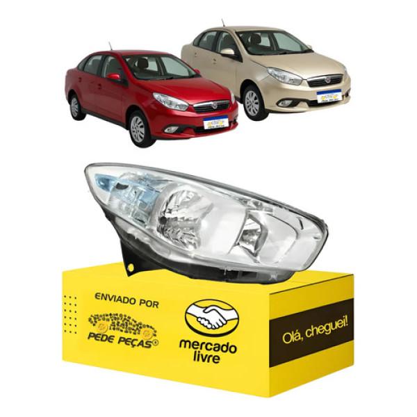 Farol Fiat Grand Siena 2012 2013 2014 A 2021 Cromado Direito Direito/passageiro