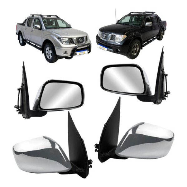 Par Retrovisor Elétrico Cromado Nissan Frontier 2008 A 2016
