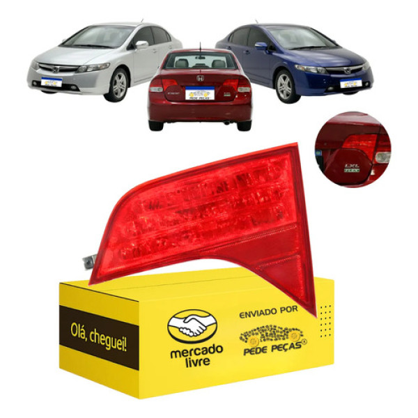 Lanterna Tampa Honda Civic 2007 2008 2009 2010 2011 Direita Direito/passageiro Vermelho