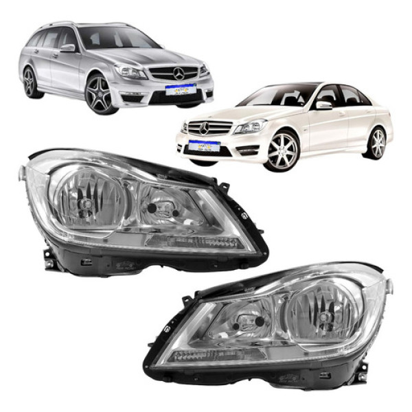 Farol Mercedes Classe C180 C200 C250 2012 2013 2014 Cromado