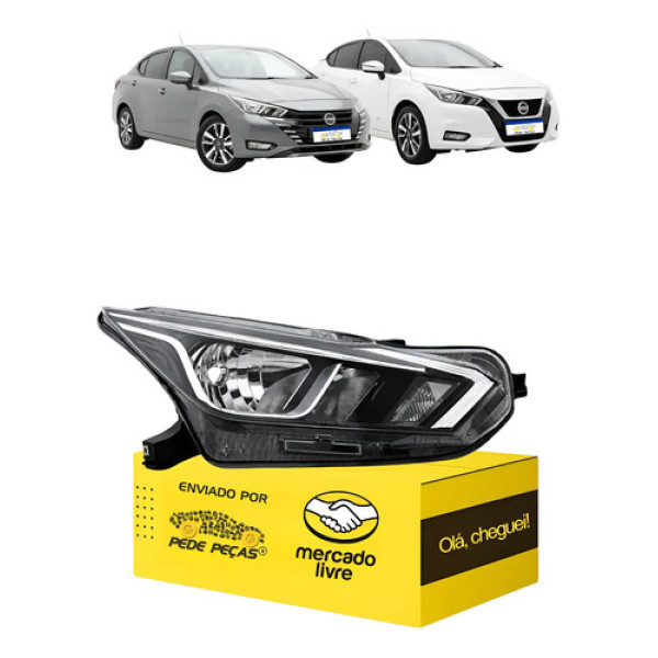 Farol Nissan Versa Advance 2021 22 23 A 2026 C/avaria Ld Direito/passageiro