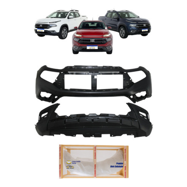 Kit Parachoque + Spoiler Inferior Fiat Toro 2022 2023 2024 Preto