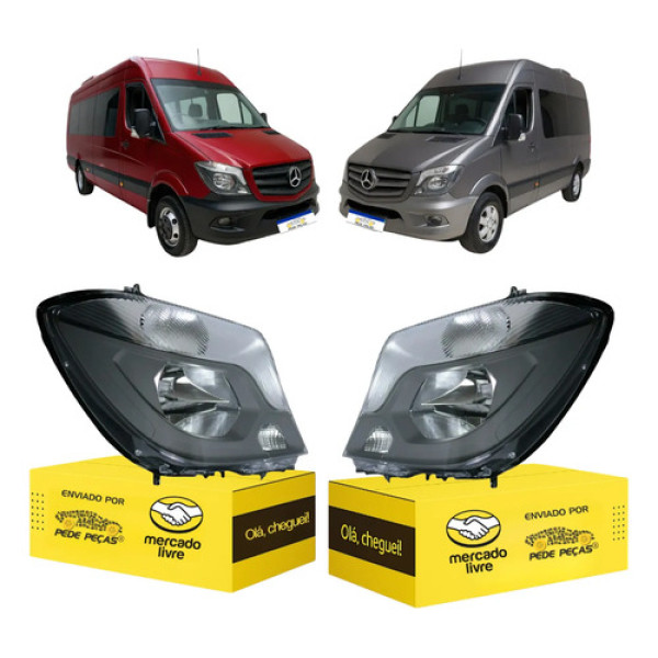Par Farol Mercedes Sprinter 2017 2018 2019 Elétrico C/motor Ambos Lados