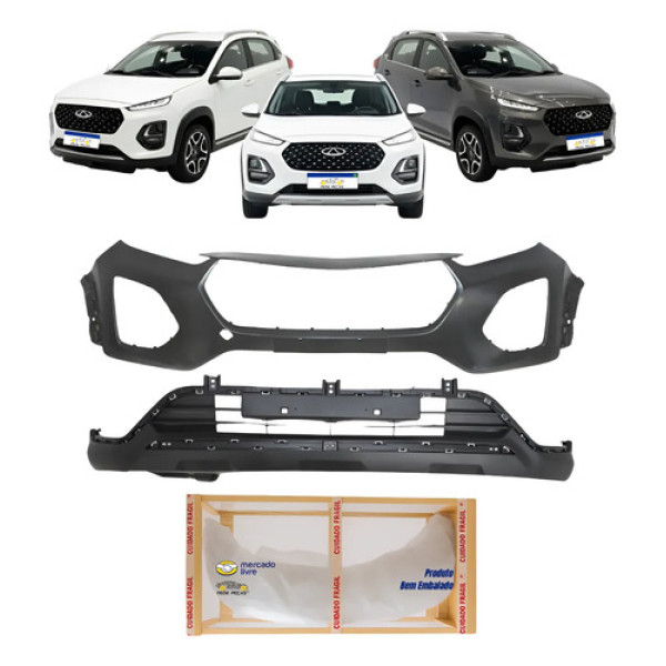 Parachoque Tiggo 3x Plus Pro C/spoiler 2021 2022 2023 Preto