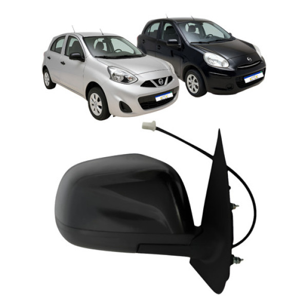 Retrovisor Eletrico Nissan March 2012 A 2020 Preto Liso Novo