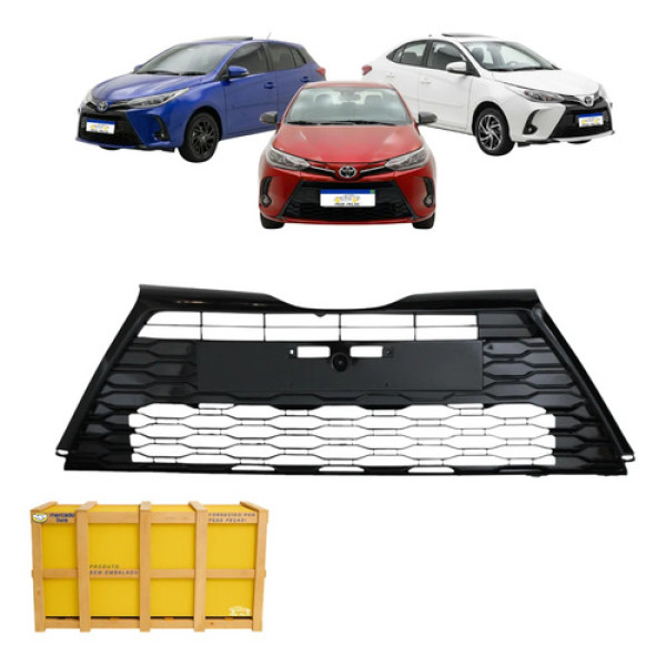 Grade Central Toyota Yaris Hatch Sedan Xls 2023 2024 2025 Preto Brilhante