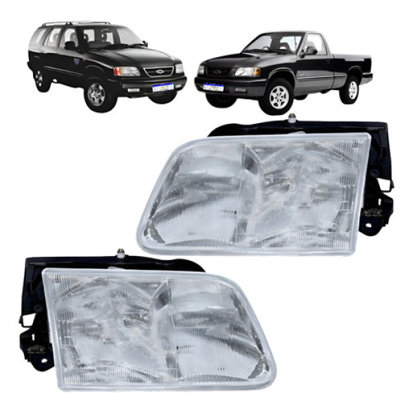 Par Farol S10 Blazer Std Dlx Executive 1995 A 2000 Cromado Ambos Lados