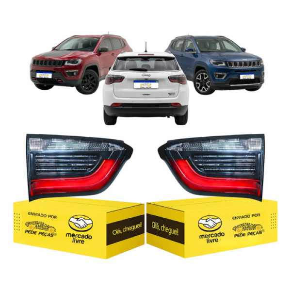 Par Lanterna Tampa Jeep Compass 2017 2018 2019 2020 2021 Ambos Lados Preto/vermelho/cristal